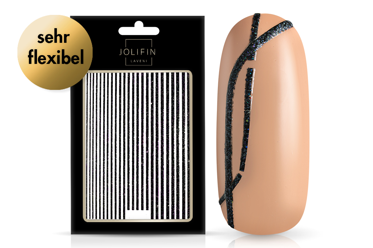 Jolifn LAVENI XL Sticker - Glitter Stripes black hologram