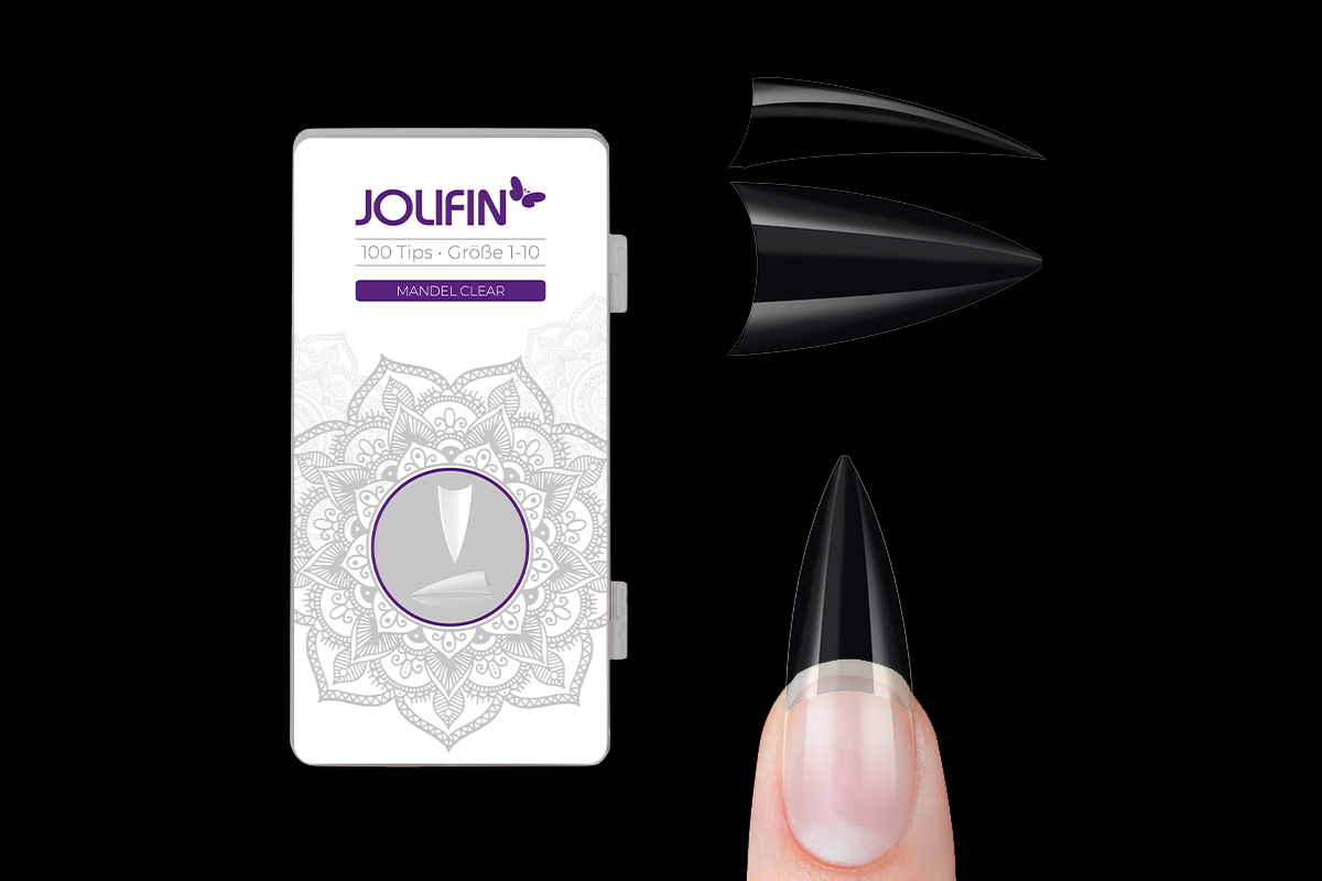 Jolifin 100 tip box almond clear