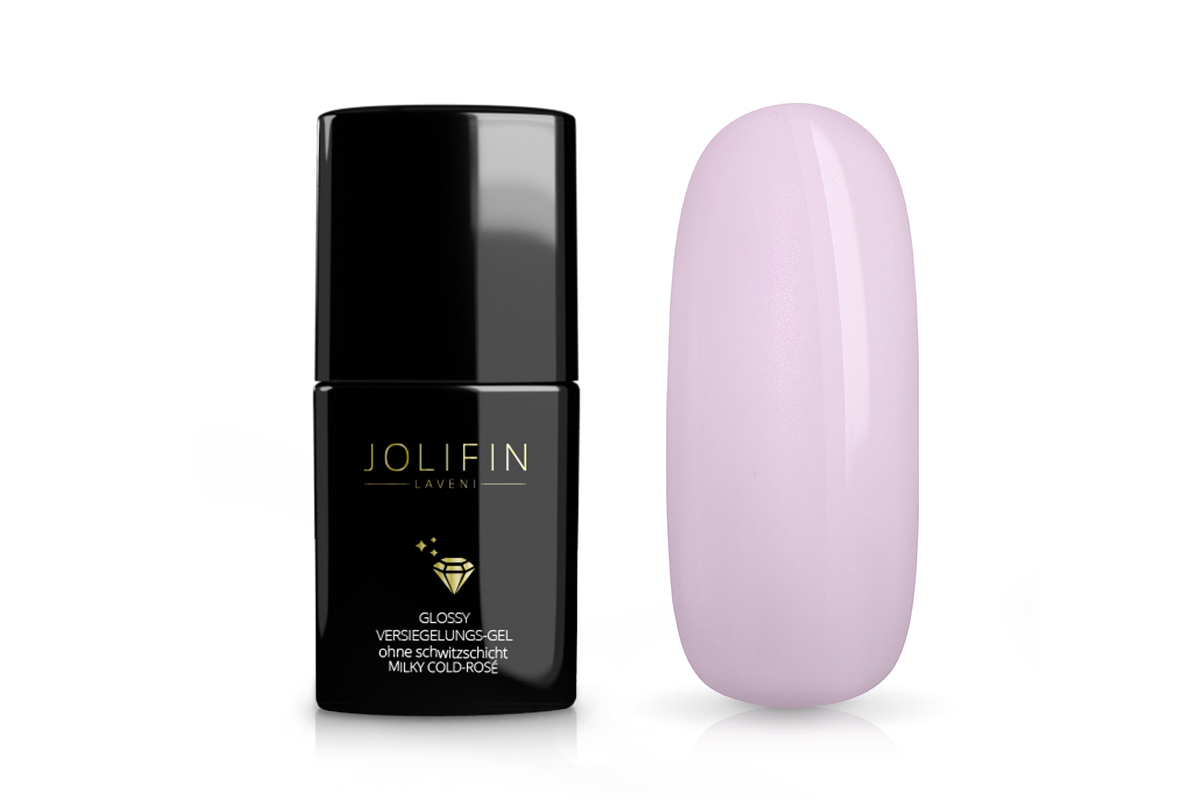 Jolifin LAVENI Glossy Versiegelungs-Gel ohne Schwitzschicht - milky cold rosé 11ml