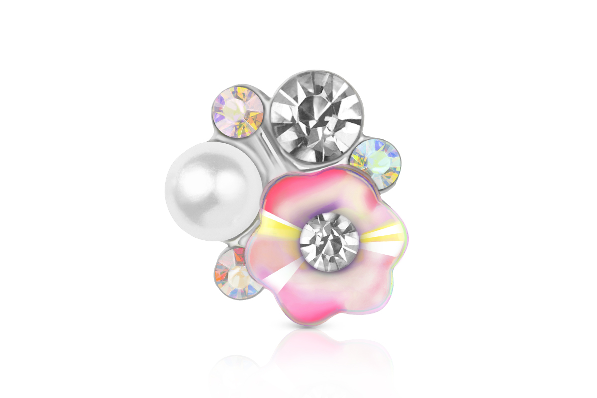 Jolifin Overlay Flower with Rhinestones pink
