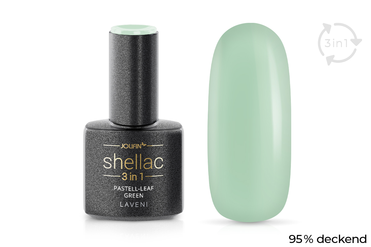 Jolifin LAVENI 3in1 Shellac - pastell-leaf green 10ml