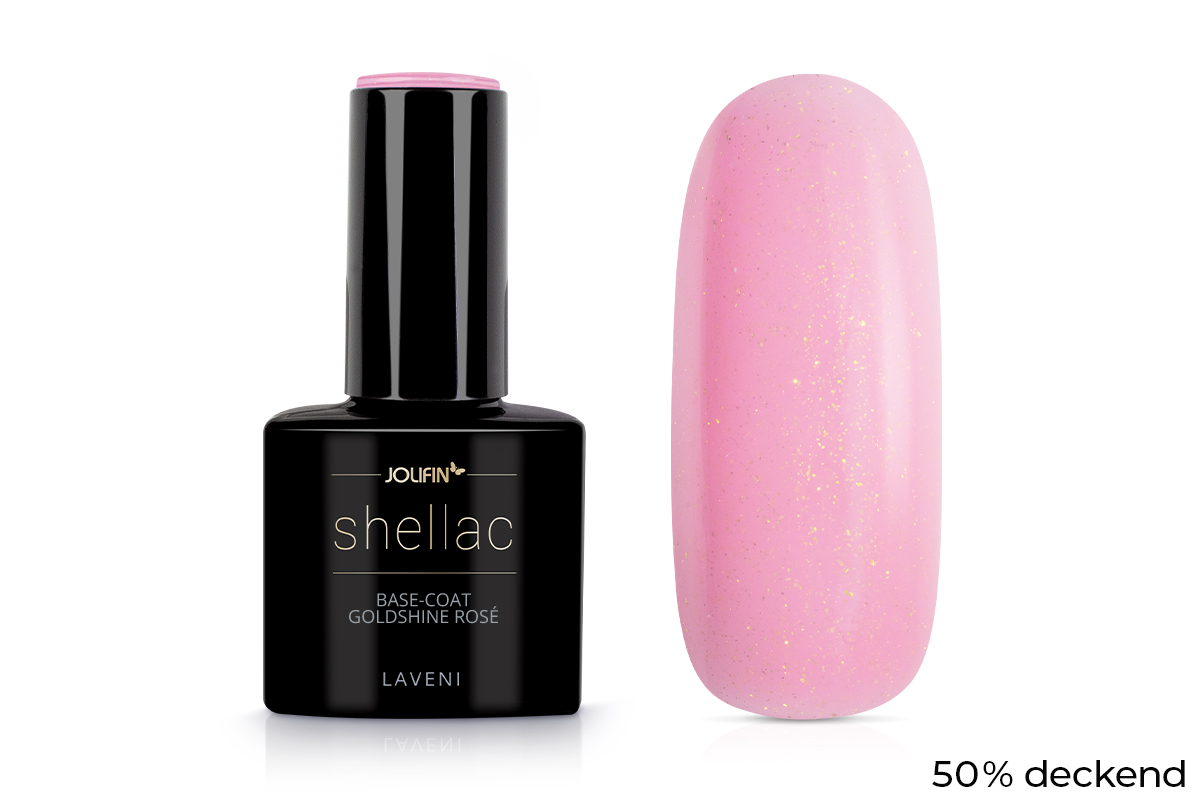 Jolifin LAVENI Shellac - Base-Coat goldshine rosé 10ml