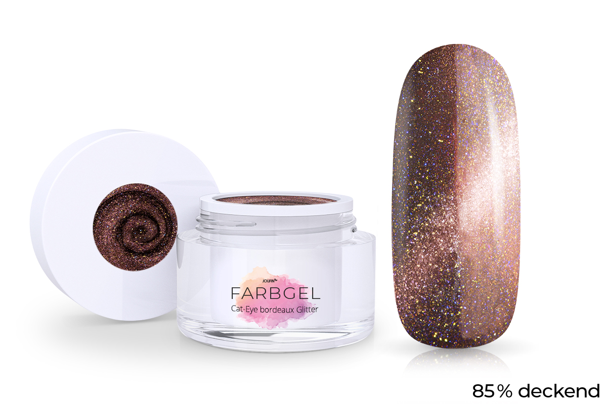 Jolifin Cat-Eye Farbgel bordeaux Glitter 5ml