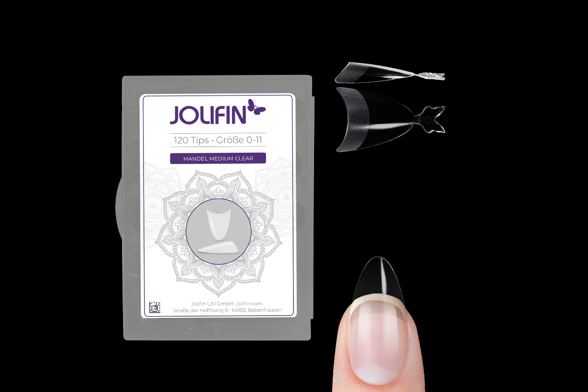 Jolifin 120er Tipbox - Mandel medium clear