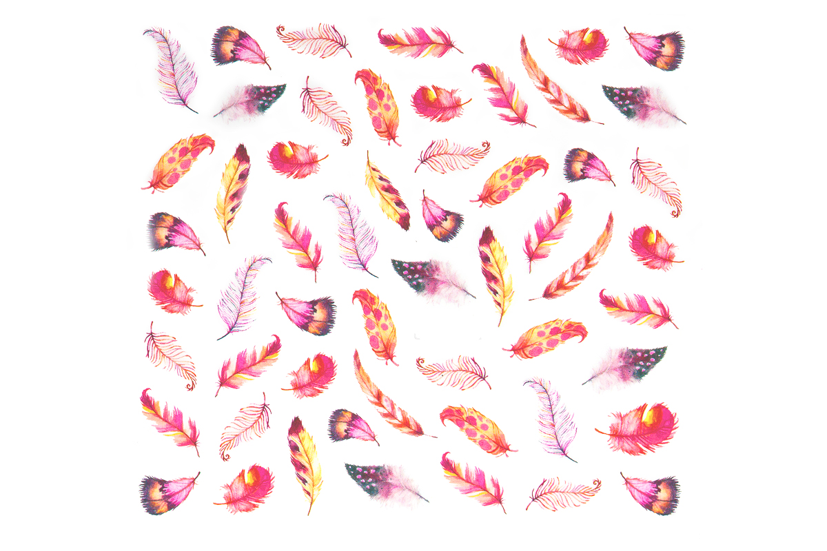 Jolifin Nail Art Tattoo Watercolour Feathers coral