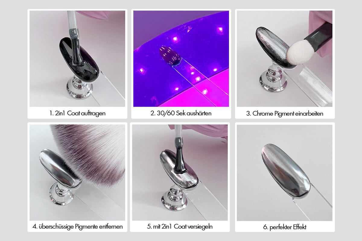 Jolifin LAVENI Shellac - 2in1 Coat für Chrome Pigmente 10ml