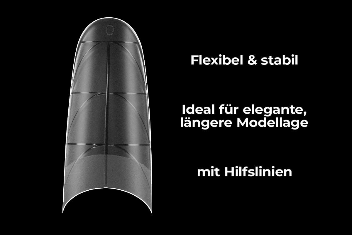Jolifin 160er Tipbox - Mandel oval XL - mit Hilfslinien - clear