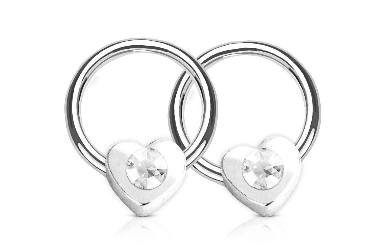 Jolifin nail piercing heart with stone - clear
