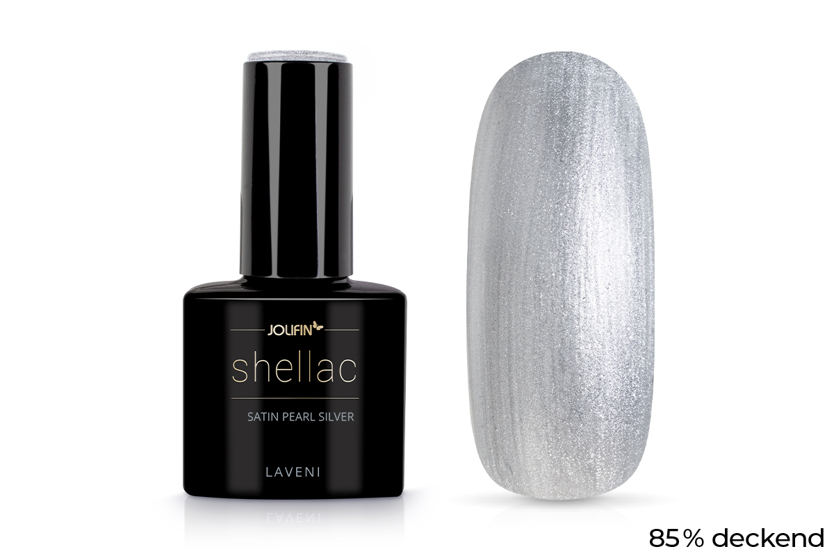 Jolifin LAVENI Shellac - satin pearl silver 10ml