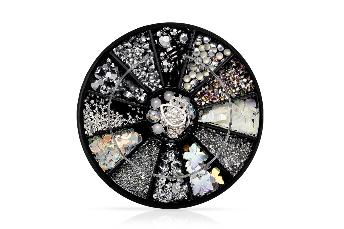 Jolifin LAVENI Rhinestone Display - Nail Art Mix silver