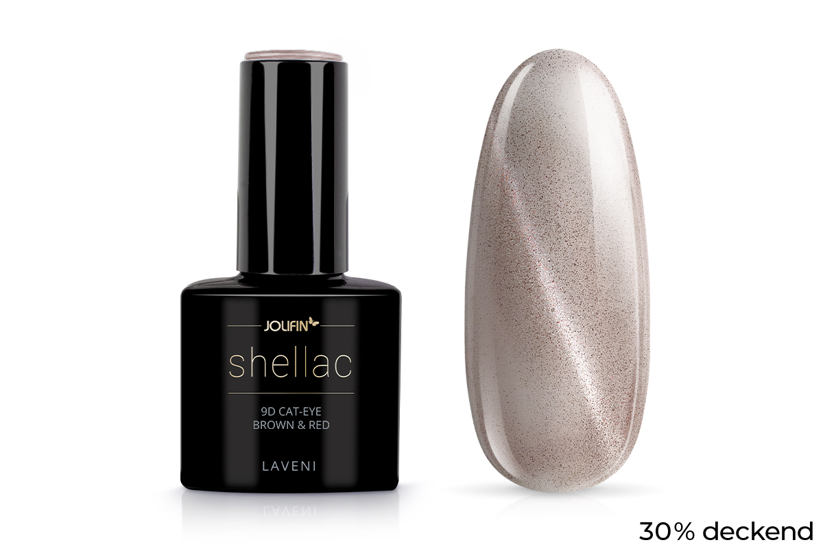 Jolifin LAVENI Shellac - 9D Cat-Eye brown & red 10ml