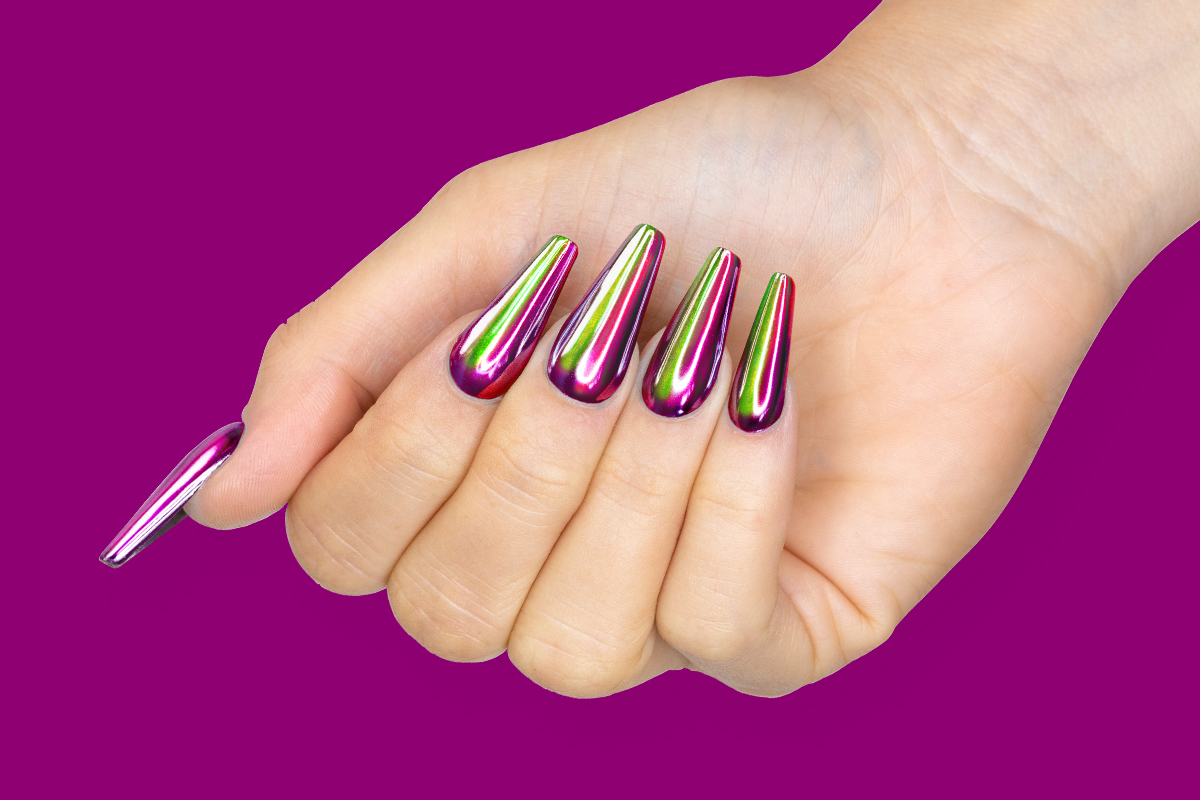 Jolifin Super Mirror-Chrome Pigment - FlipFlop pink & green