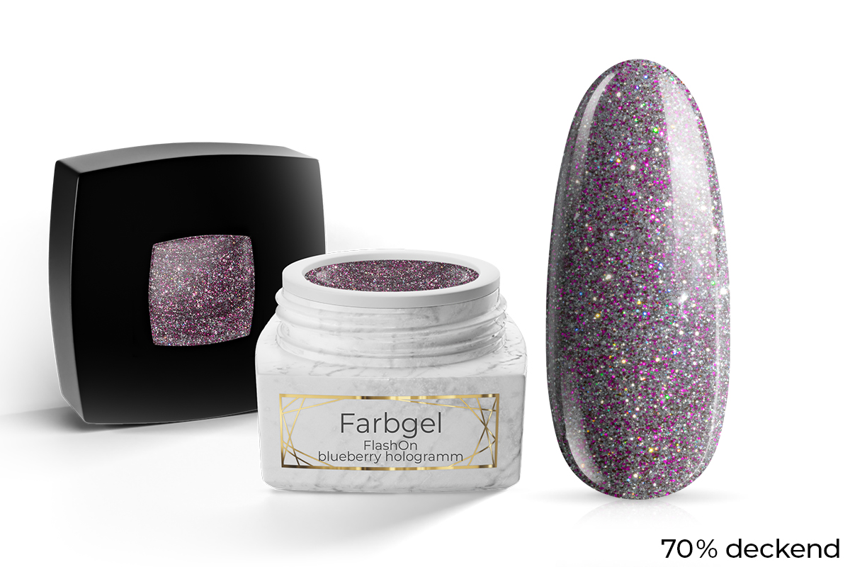 Jolifin LAVENI PRO Farbgel - FlashOn blueberry hologramm 5ml