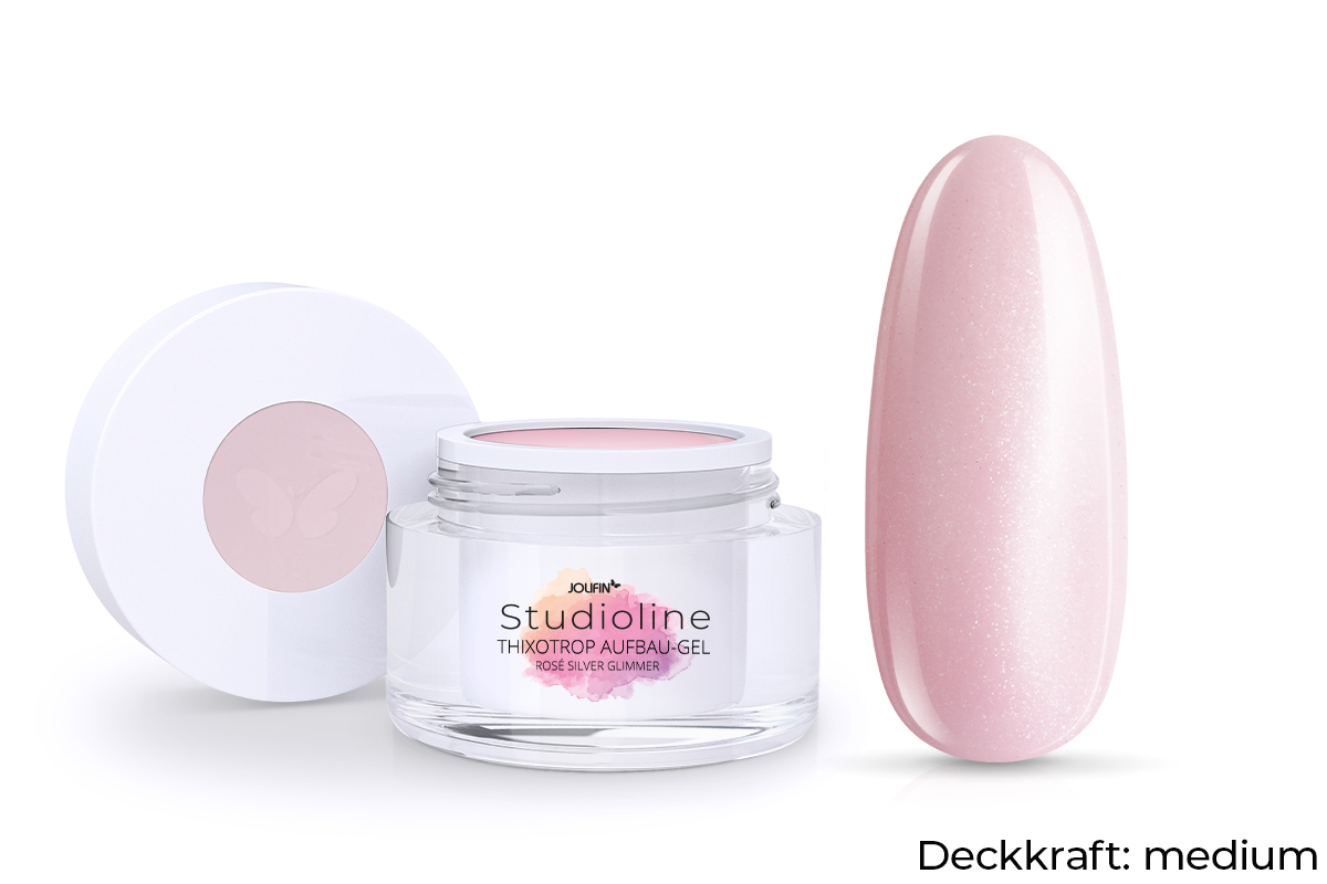 Jolifin Studioline - Thixotrop Aufbau-Gel rosé silver Glimmer 5ml