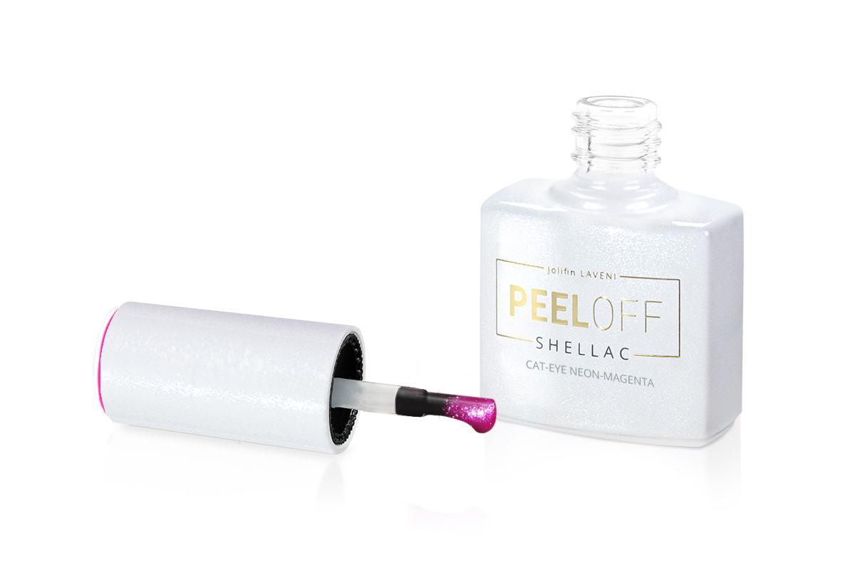 Jolifin LAVENI Shellac PeelOff - Cat-Eye neon-magenta 10ml