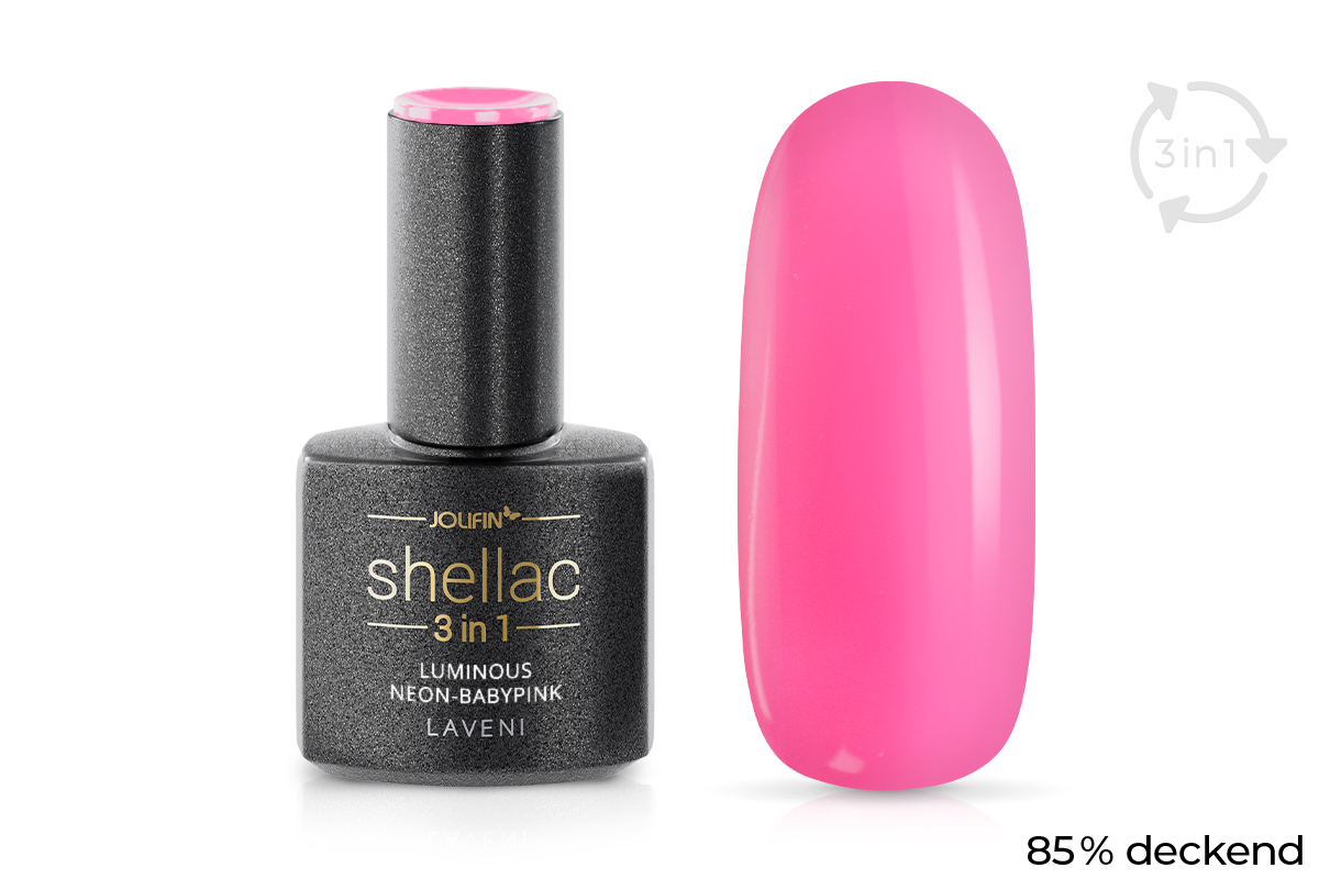 Jolifin LAVENI 3in1 Shellac - luminous neon-babypink 10ml