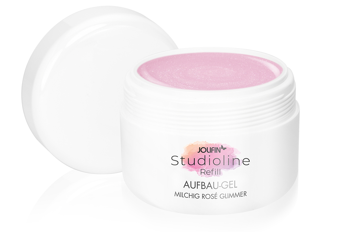 Jolifin Studioline Refill - Aufbau-Gel milchig rosé Glimmer 250ml