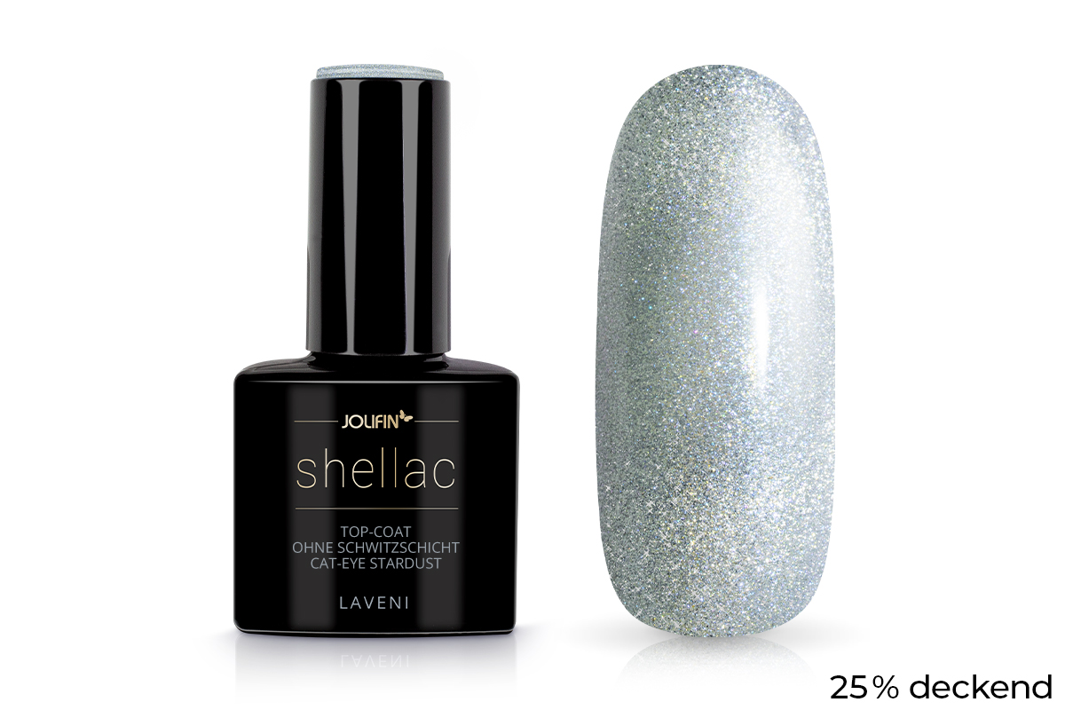 Jolifin LAVENI Shellac - Top-Coat without sweat layer Cat-Eye stardust 10ml