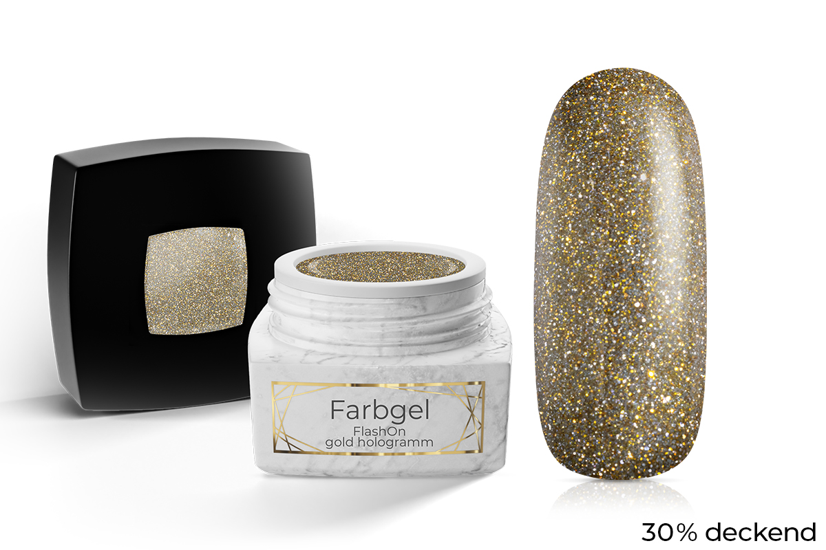 Jolifin LAVENI PRO Farbgel - FlashOn gold hologramm 5ml