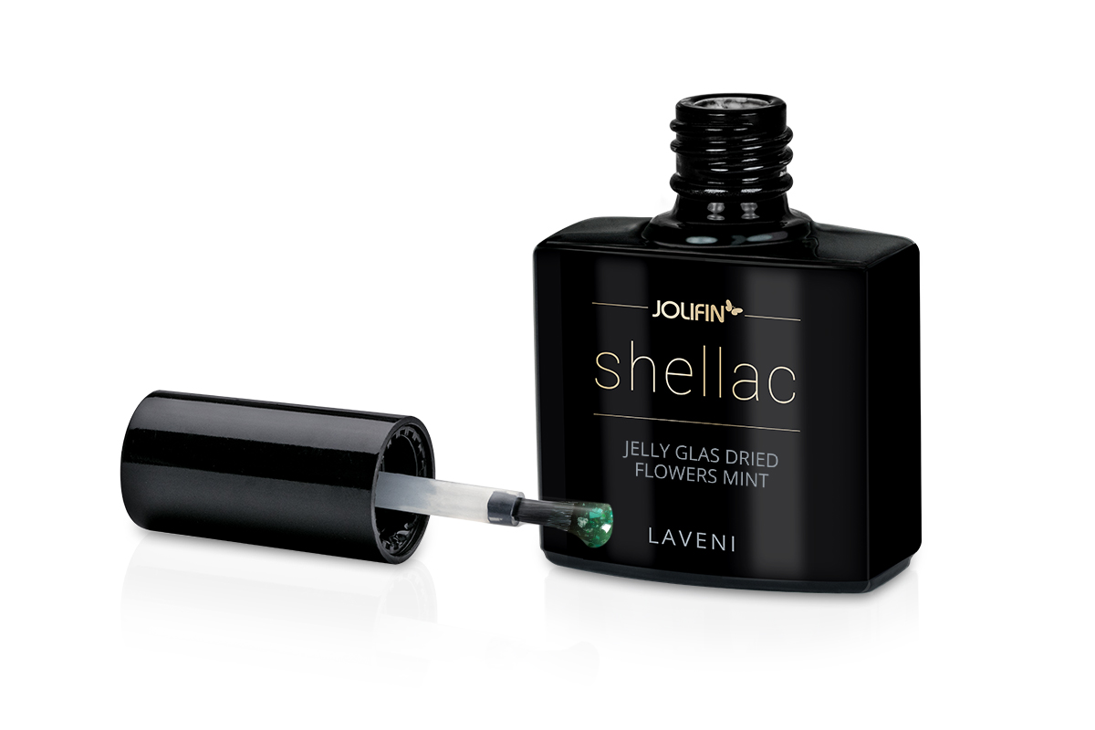 Jolifin LAVENI Shellac - Jelly Glas dried flowers mint 10ml