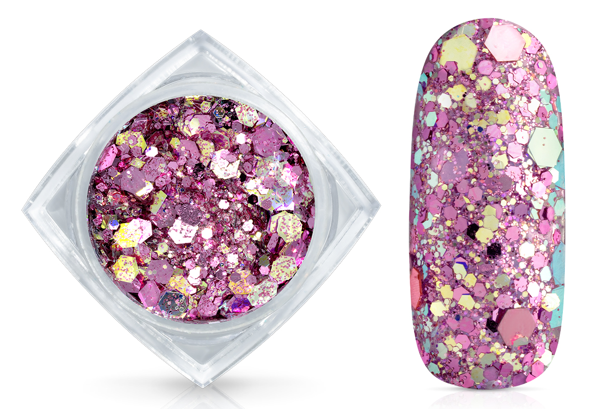 Jolifin Hexagon Glittermix - rosy
