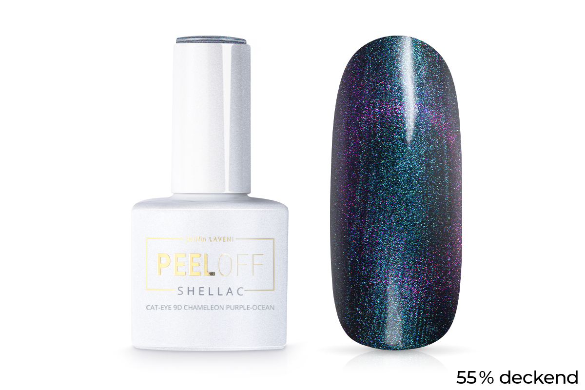 Jolifin LAVENI Shellac PeelOff - Cat-Eye 9D chameleon purple-ocean 10ml