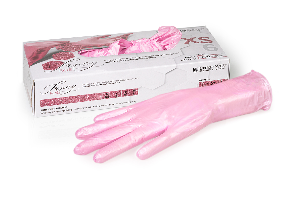 Nitrile gloves Rosé Pearly size XS