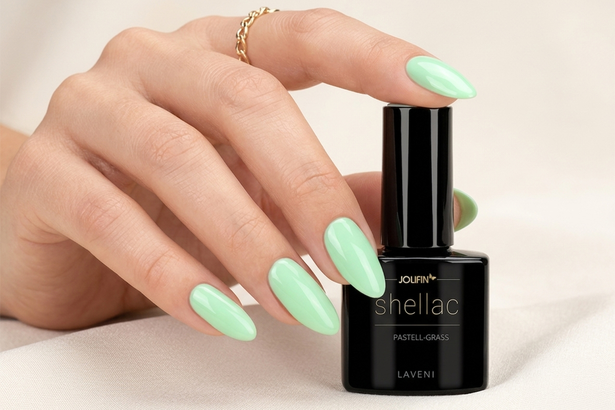 Jolifin LAVENI Shellac - pastel-grass 10ml