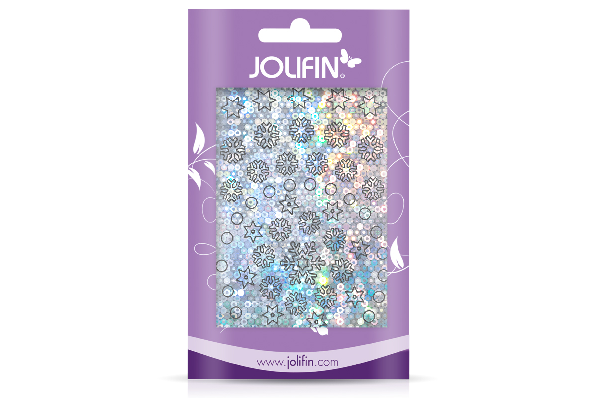 Jolifin Hologram Sticker - Snowflakes silver Galaxy