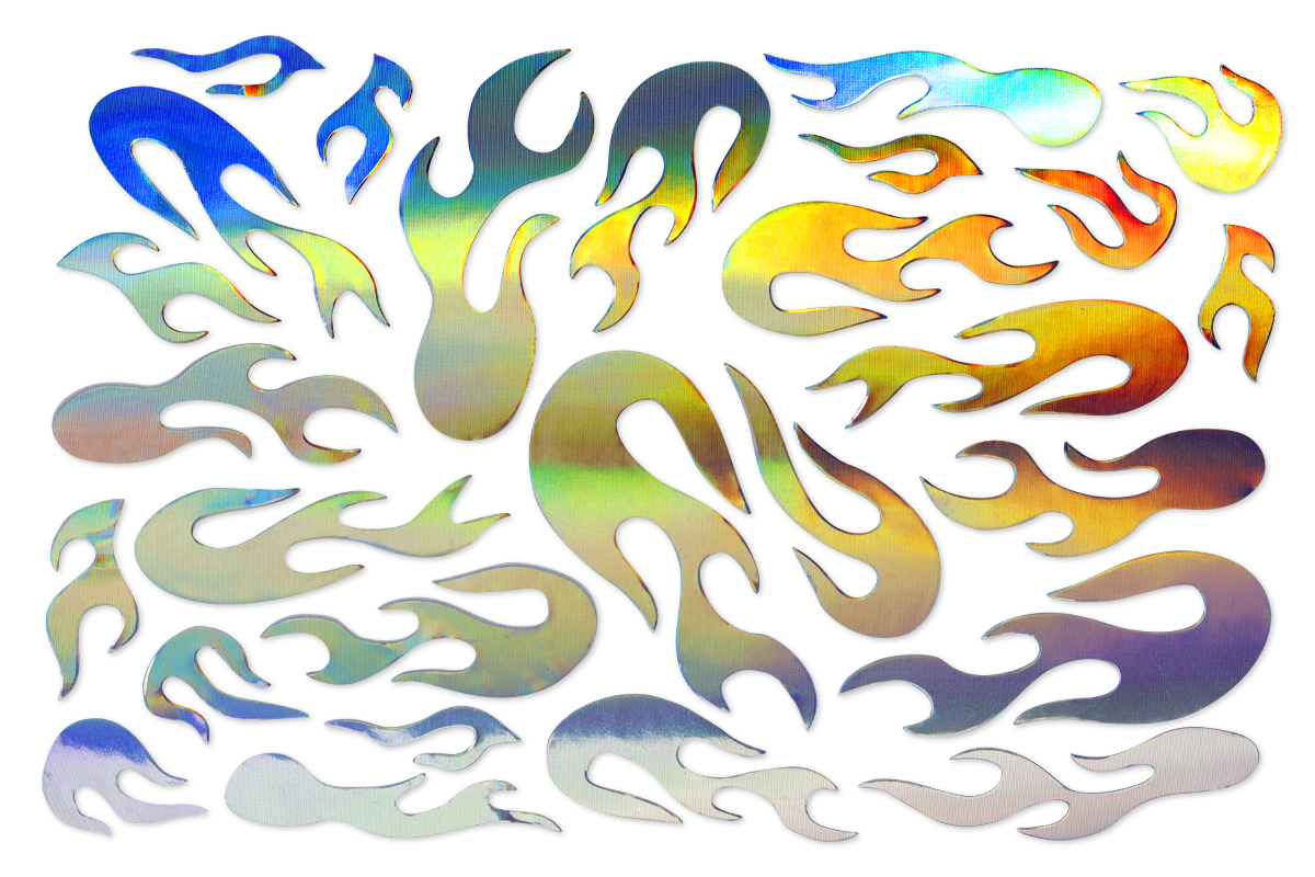 Jolifin Hologram Sticker - Flame silver rainbow