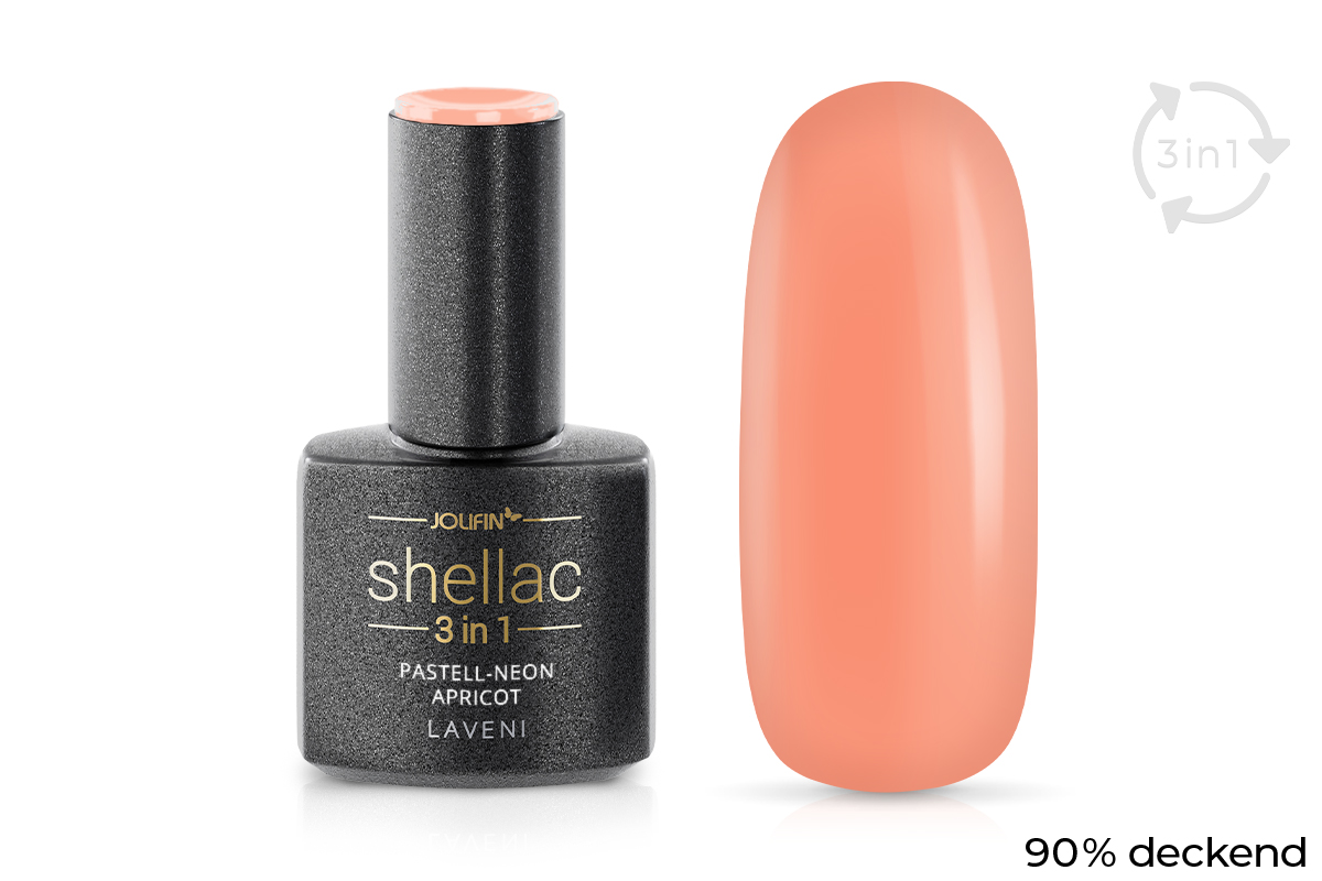Jolifin LAVENI 3in1 Shellac - pastel neon apricot 10ml