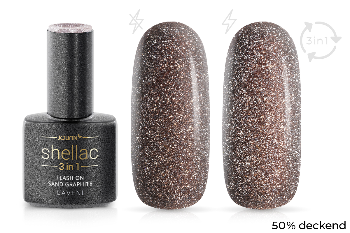 Jolifin LAVENI 3in1 Shellac - FlashOn sand graphite 10ml
