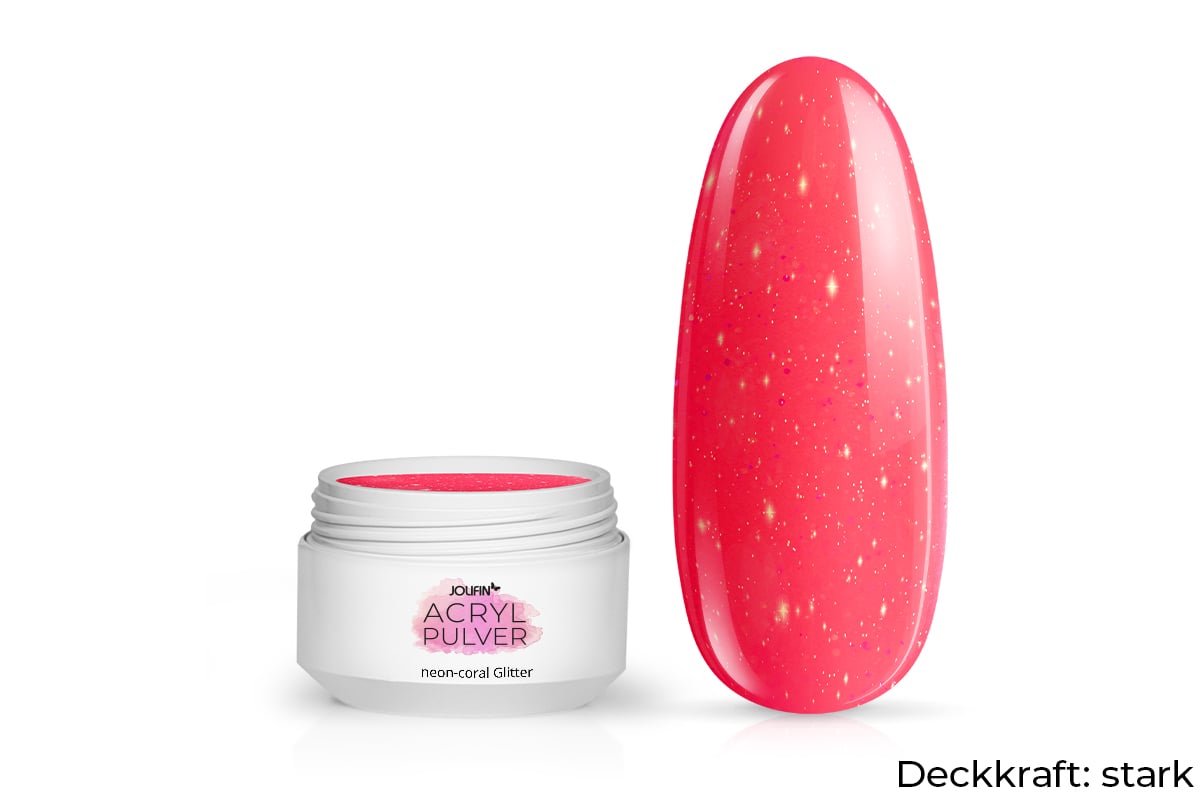 Jolifin Acryl Farbpulver - neon-coral Glitter 5g