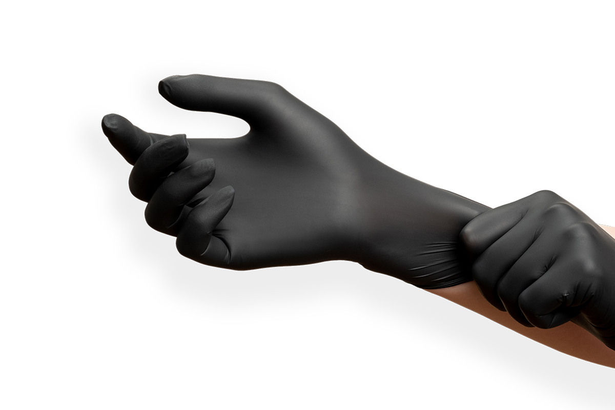 Premium latex gloves black - extra long size L