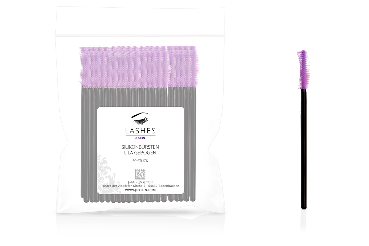 Jolifin Lashes - Silicone brushes purple curved - 50 pieces 