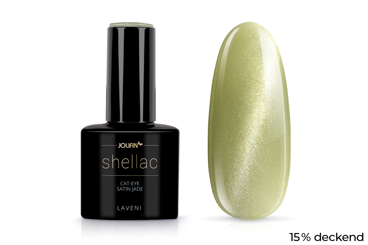 Jolifin LAVENI Shellac - Cat-Eye satin jade 10ml