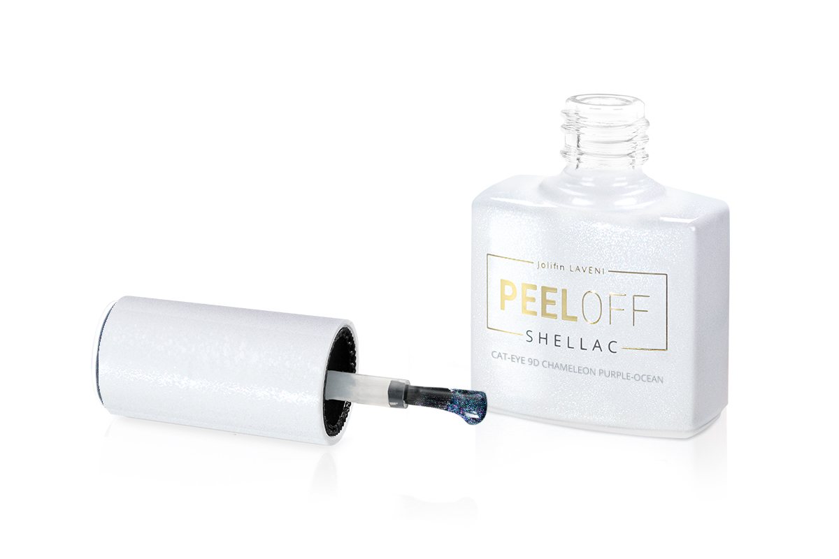 Jolifin LAVENI Shellac PeelOff - Cat-Eye 9D chameleon purple-ocean 10ml
