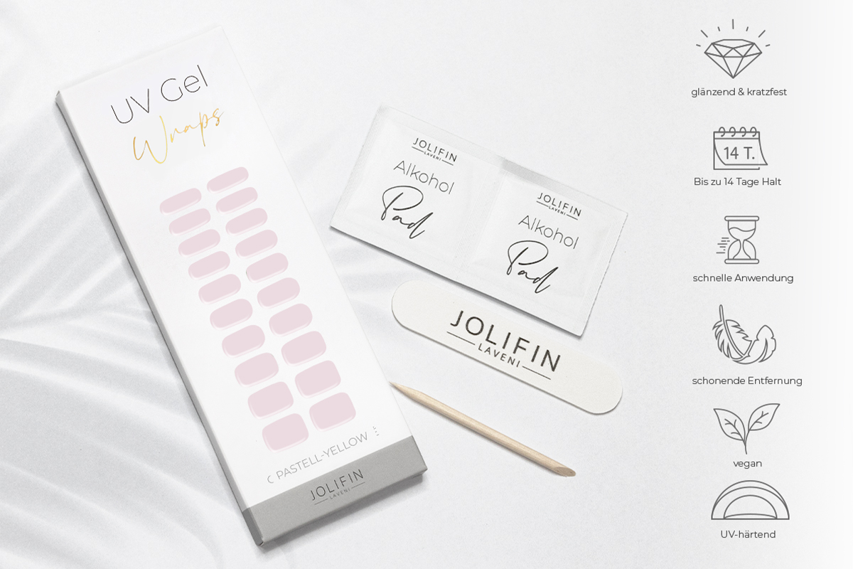 Jolifin LAVENI UV Gel Wraps - creamy nude-rosé