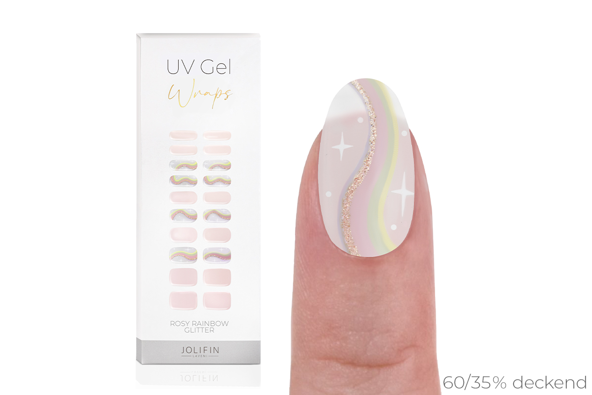 Jolifin LAVENI UV Gel-Wraps - rosy rainbow Glitter