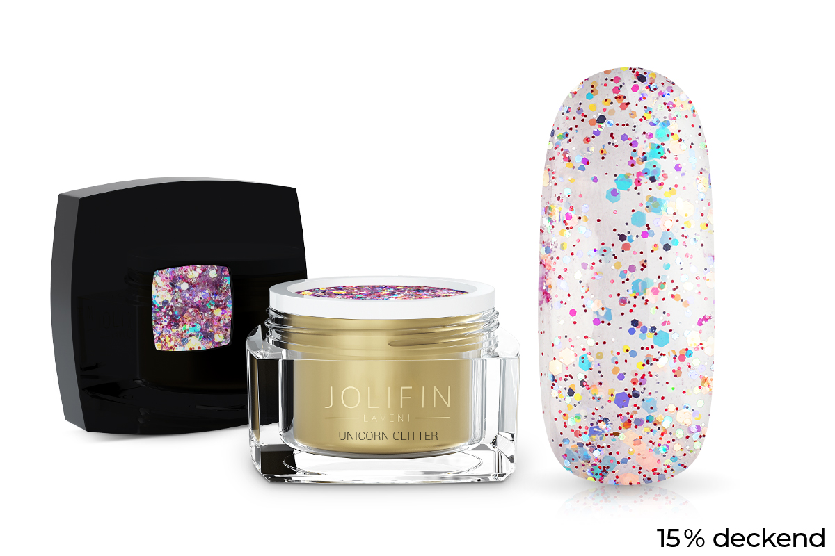 Jolifin LAVENI Farbgel - unicorn glitter 5ml