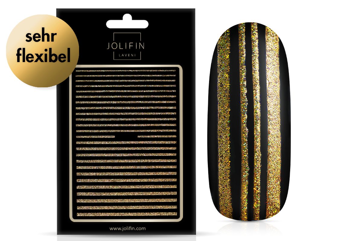 Jolifin LAVENI XL Sticker - Hologram Glitter Stripes gold