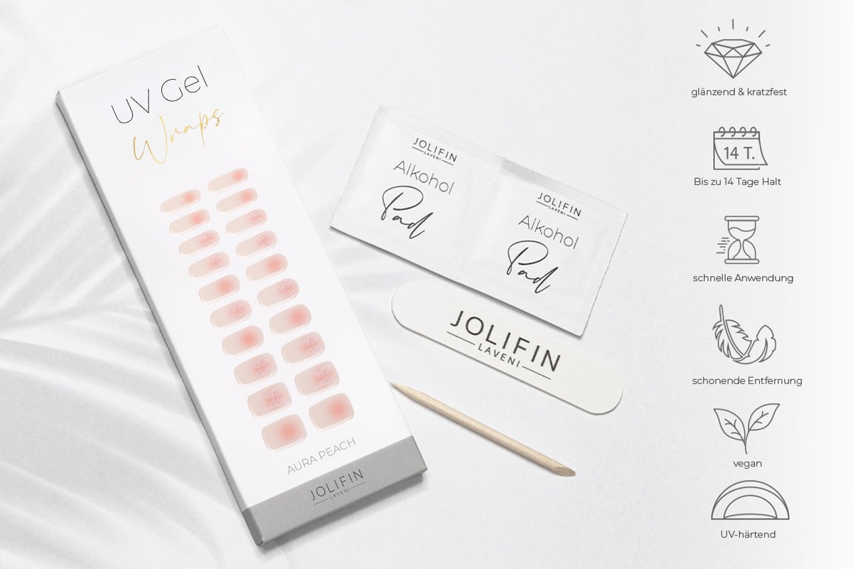Jolifin LAVENI UV Gel-Wraps - Aura peach