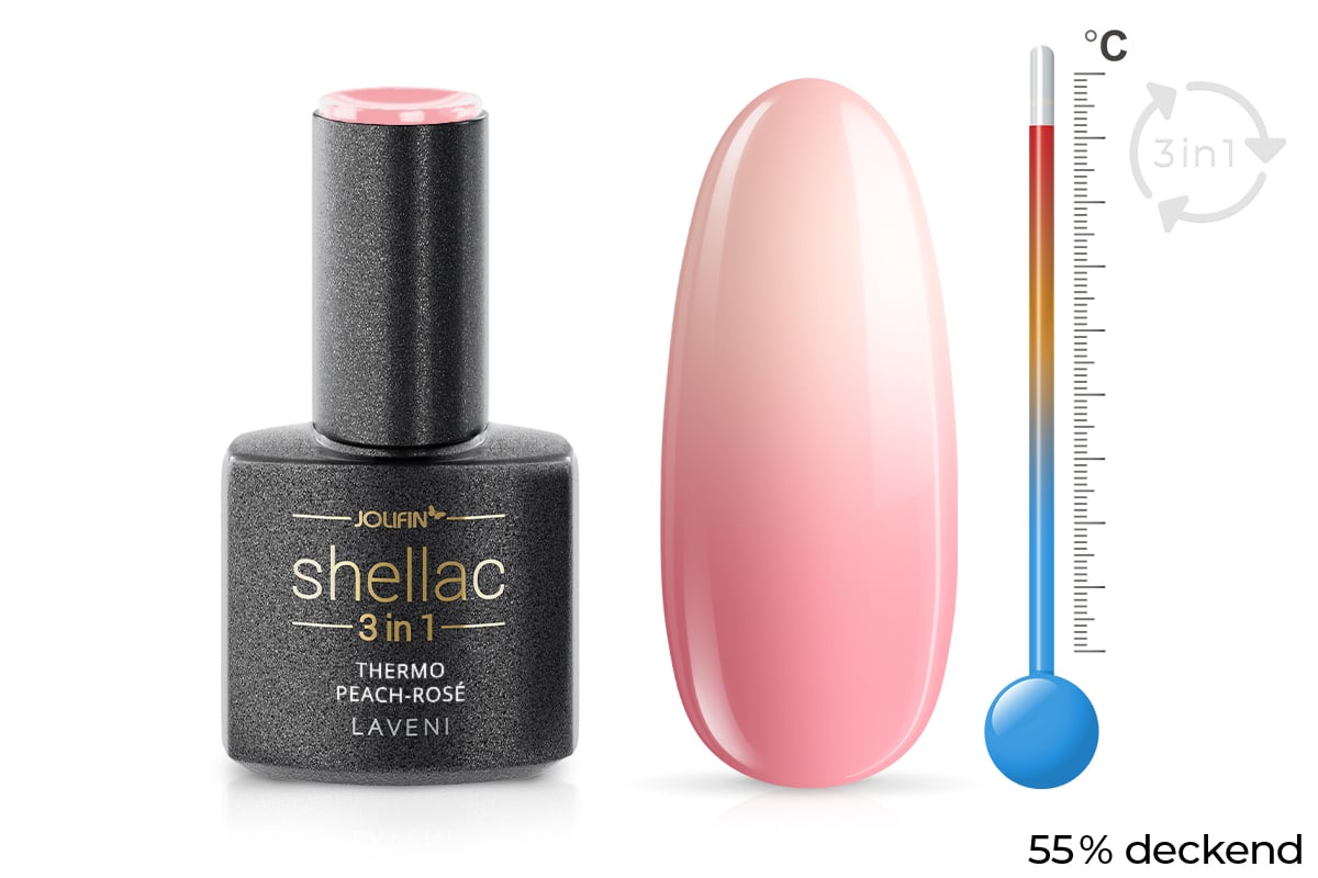 Jolifin LAVENI 3in1 Shellac - Thermo peach-rosé 10ml