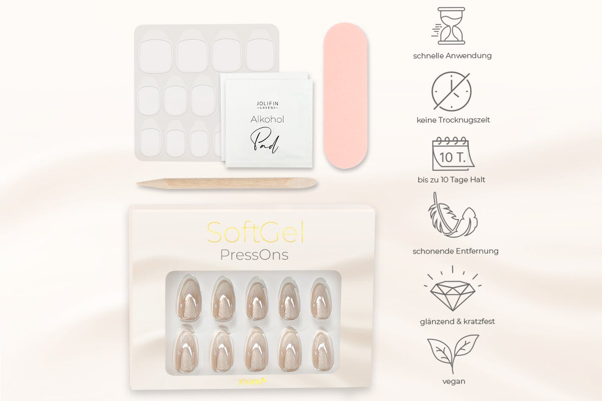 Jolifin SoftGel PressOns - medium almond - Babyboomer pearl