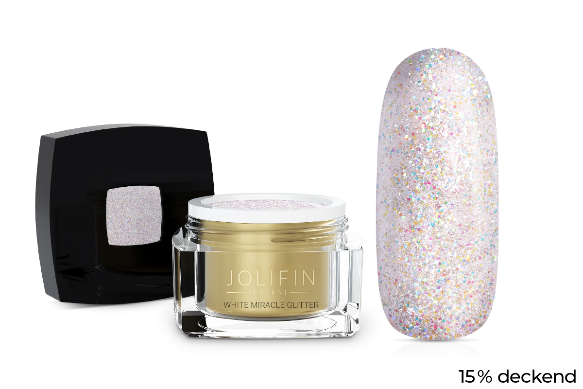 Jolifin LAVENI Farbgel - white miracle Glitter 5ml