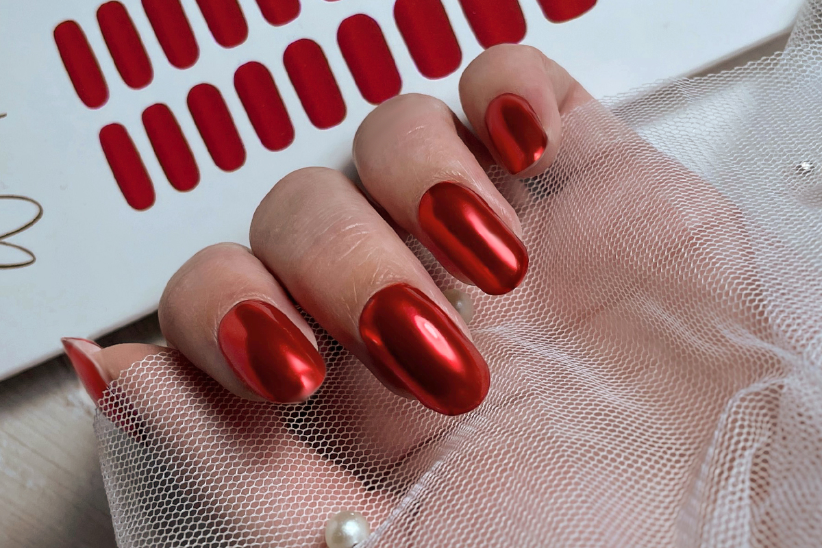 Jolifin LAVENI UV Gel-Wraps - metallic red
