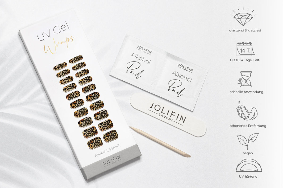 Jolifin LAVENI UV gel wraps - animal print