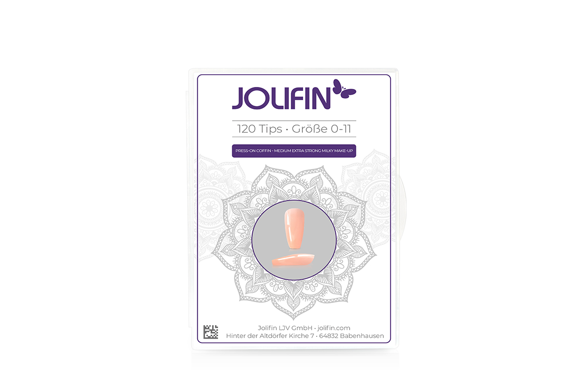 Jolifin 120 tip box Press-On Coffin - medium extra strong milky make-up