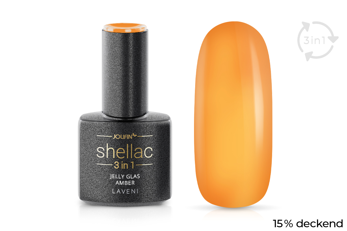 Jolifin LAVENI 3in1 Shellac - Jelly Glas amber 10ml