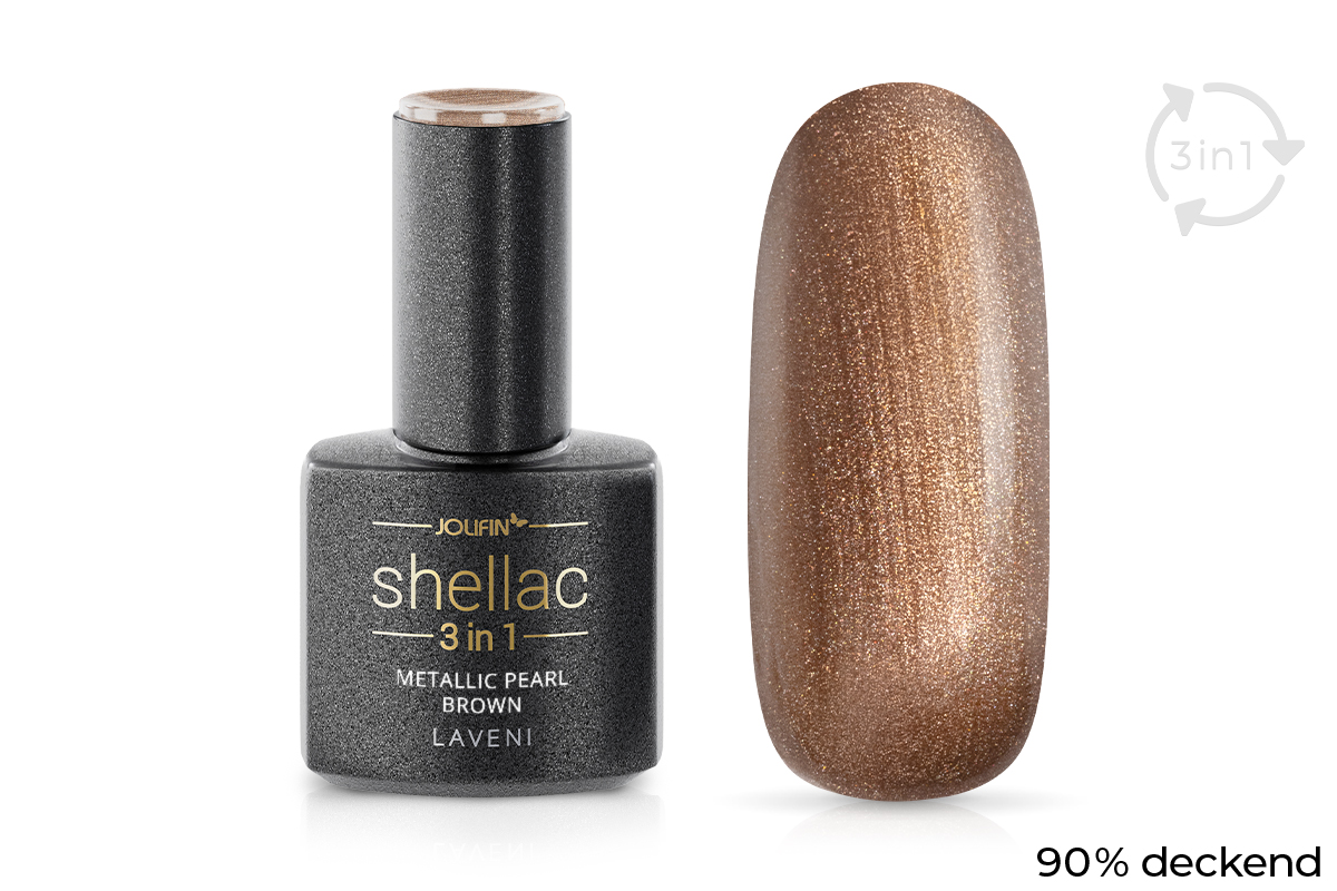 Jolifin LAVENI 3in1 Shellac - metallic pearl brown 10ml